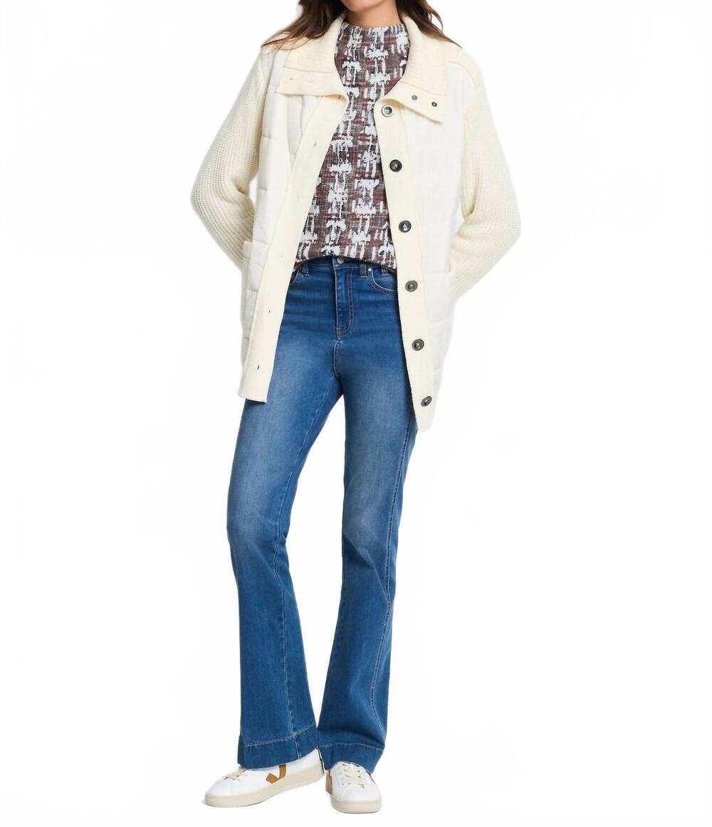 NEW NIC + ZOE mix media quilted puffer jacket in cream